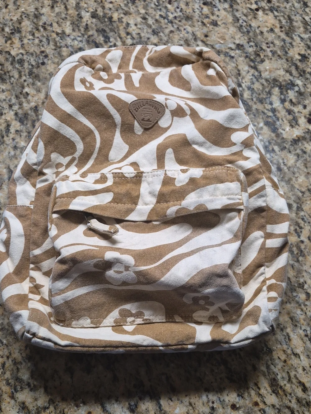 Billabong Tan & White Floral Wave Canvas Backpack